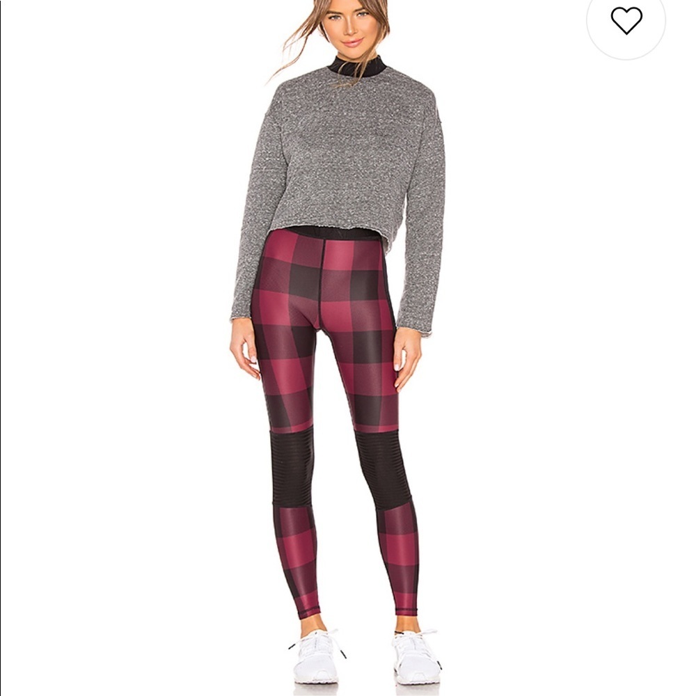 NEW • Alala • Harley Plaid Moto Leggings Pink